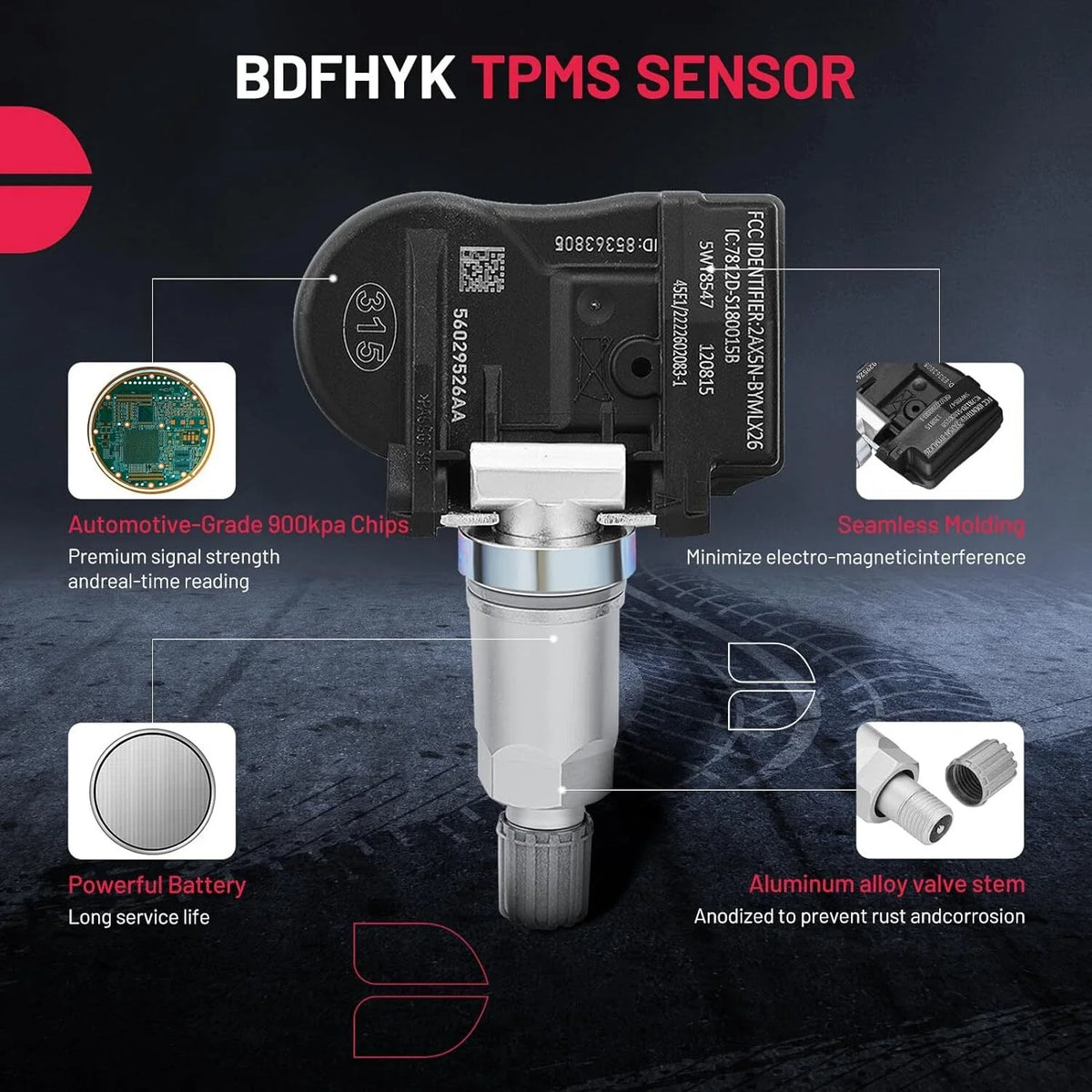 Set of 4 TPMS Tire Pressure Sensors for Chrysler Dodge Jeep