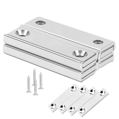 2X Bar Magnets with Screws, 70lbs Neodymium Disc Magnet with Holes