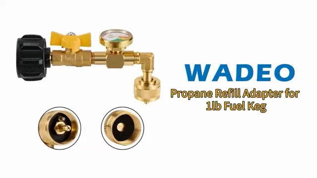 Propane Refill Adapter with Gauge for 1lb Fuel Keg Tanks