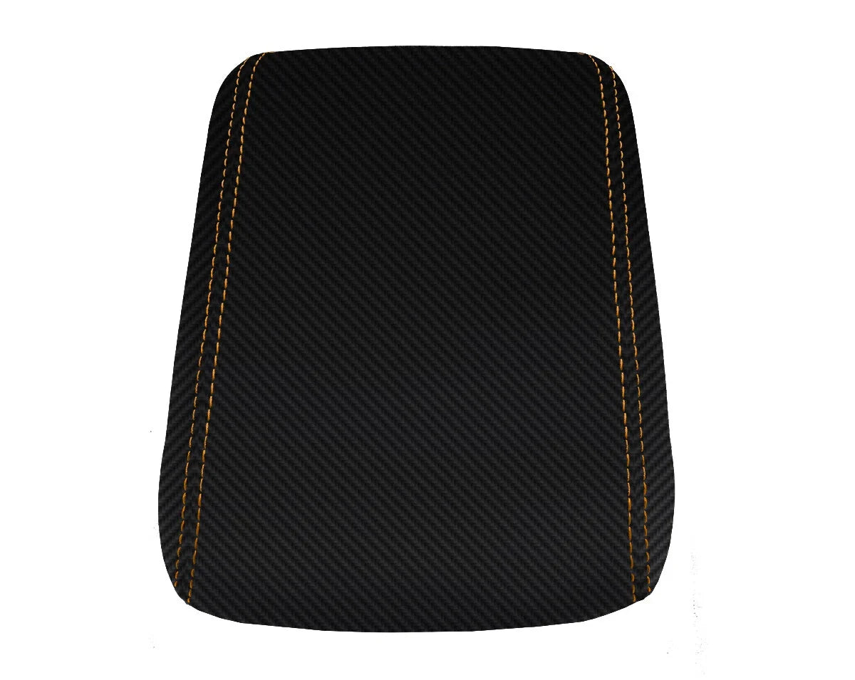 Console Lid Armrest Cover for Audi A5 S5 (2008–2016) Carbon Fiber Orange Stitch