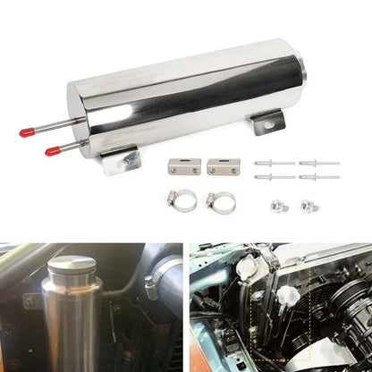 Polished Stainless Steel Radiator Coolant Overflow Catch Tank for