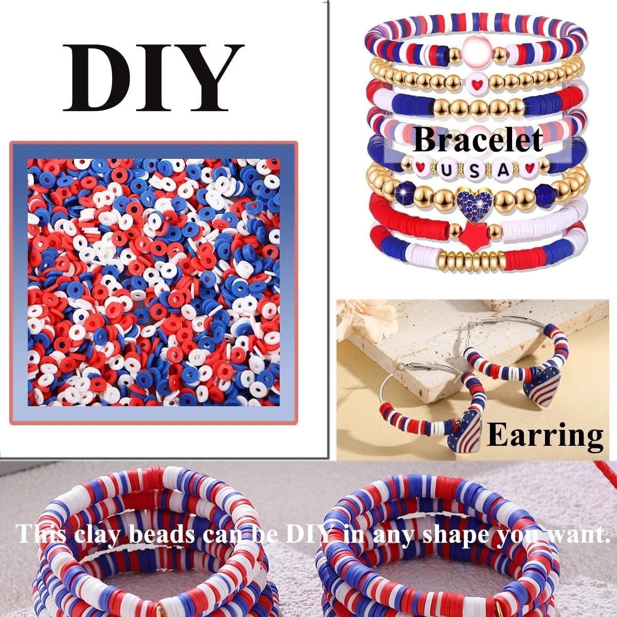 4000 Pcs White Clay Beads for Bracelets (6MM)