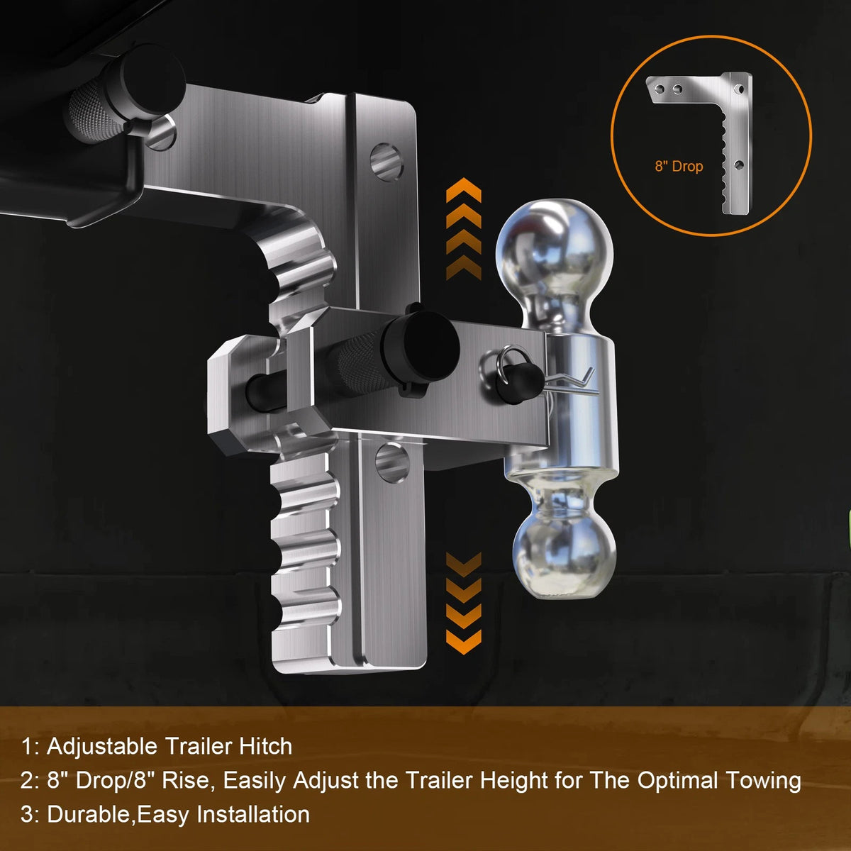 Adjustable Trailer Hitch 2 Inch Receiver 8 Inch Drop 12500 LBS