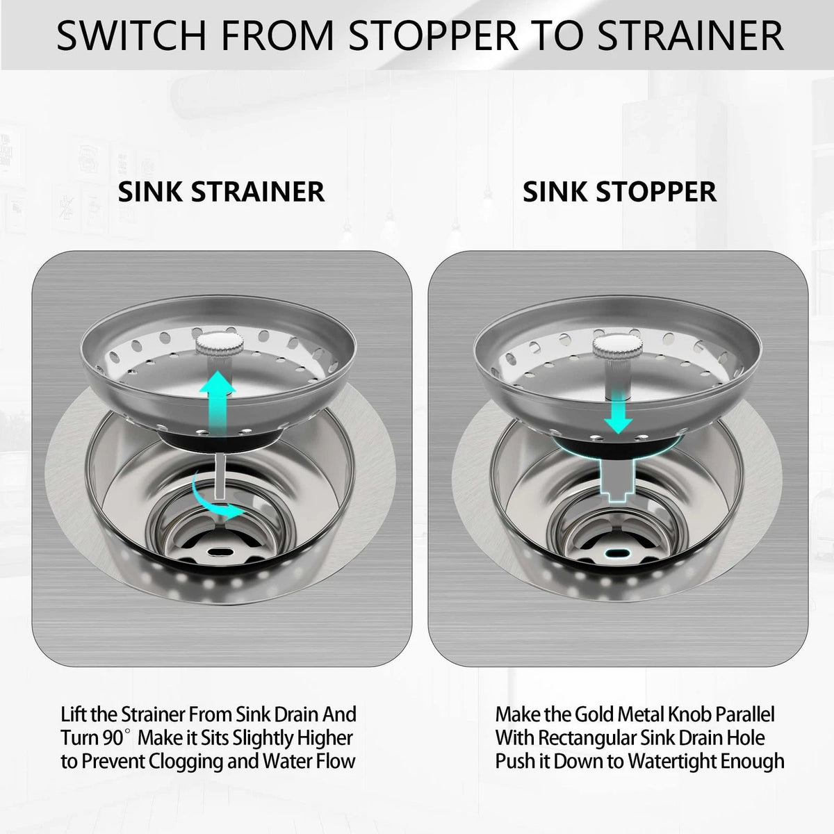 3-1/2 Inch Brushed Stainless Steel Sink Drain for Kitchen