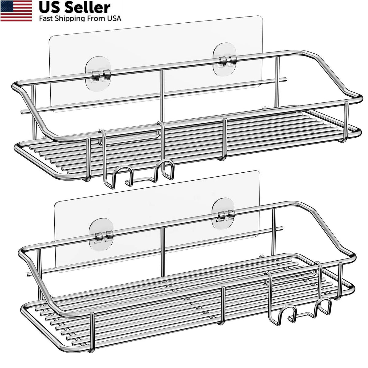 2X Shower Caddy Shelf Storage Rack Adhesive for Home Use