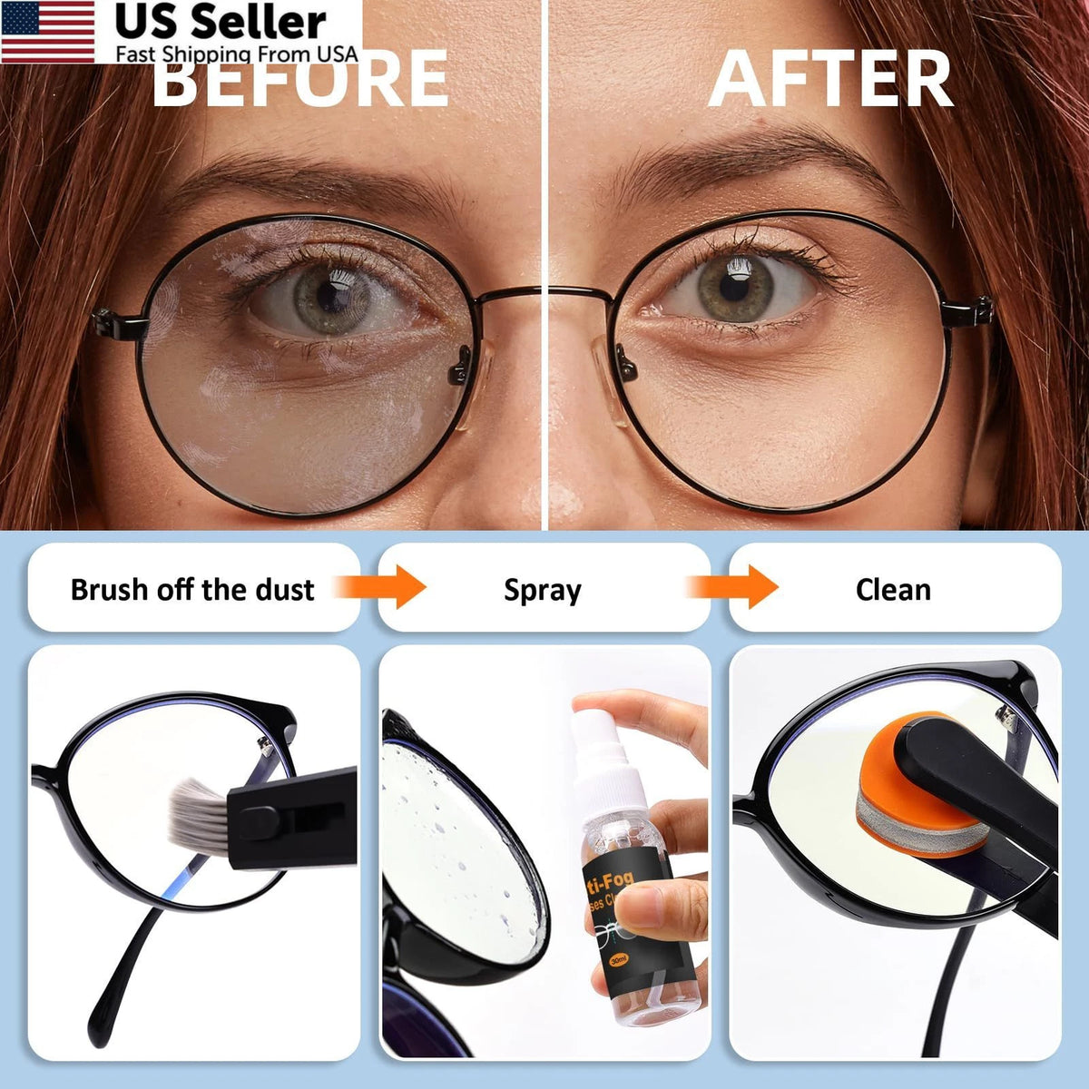 Eyeglass Cleaning Kit with 24H Anti Fog for Glasses