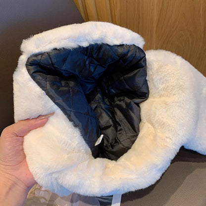 Set of 2 White Winter Hats for Women - Ushanka Trapper with Earflaps