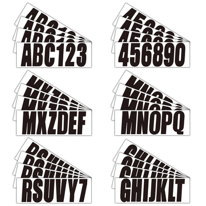 Set of 4 Black Decal Stickers for Custom Boat Registration A-Z 0-9