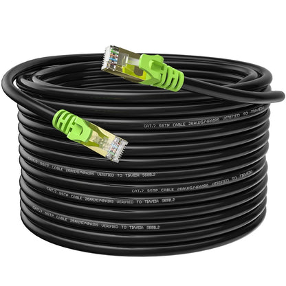 Outdoor Cat 7 Ethernet Cable 250ft, 26AWG Heavy-Duty Cat7