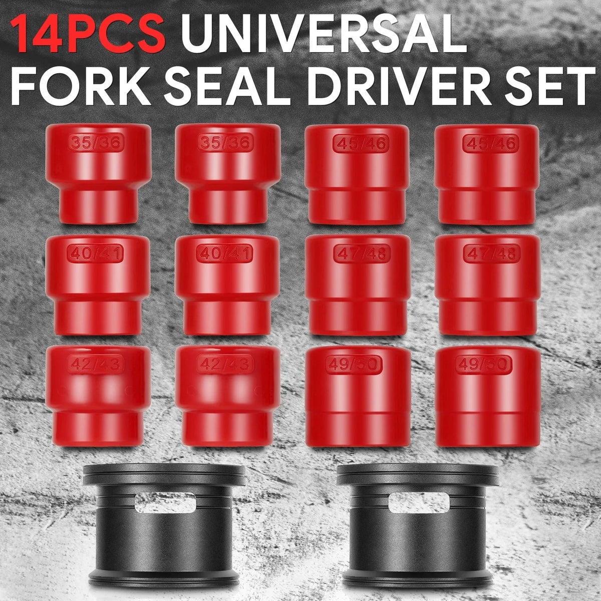Set of 14 Fork Seal Installer Tools for Universal Motorcycle (35mm-50mm)