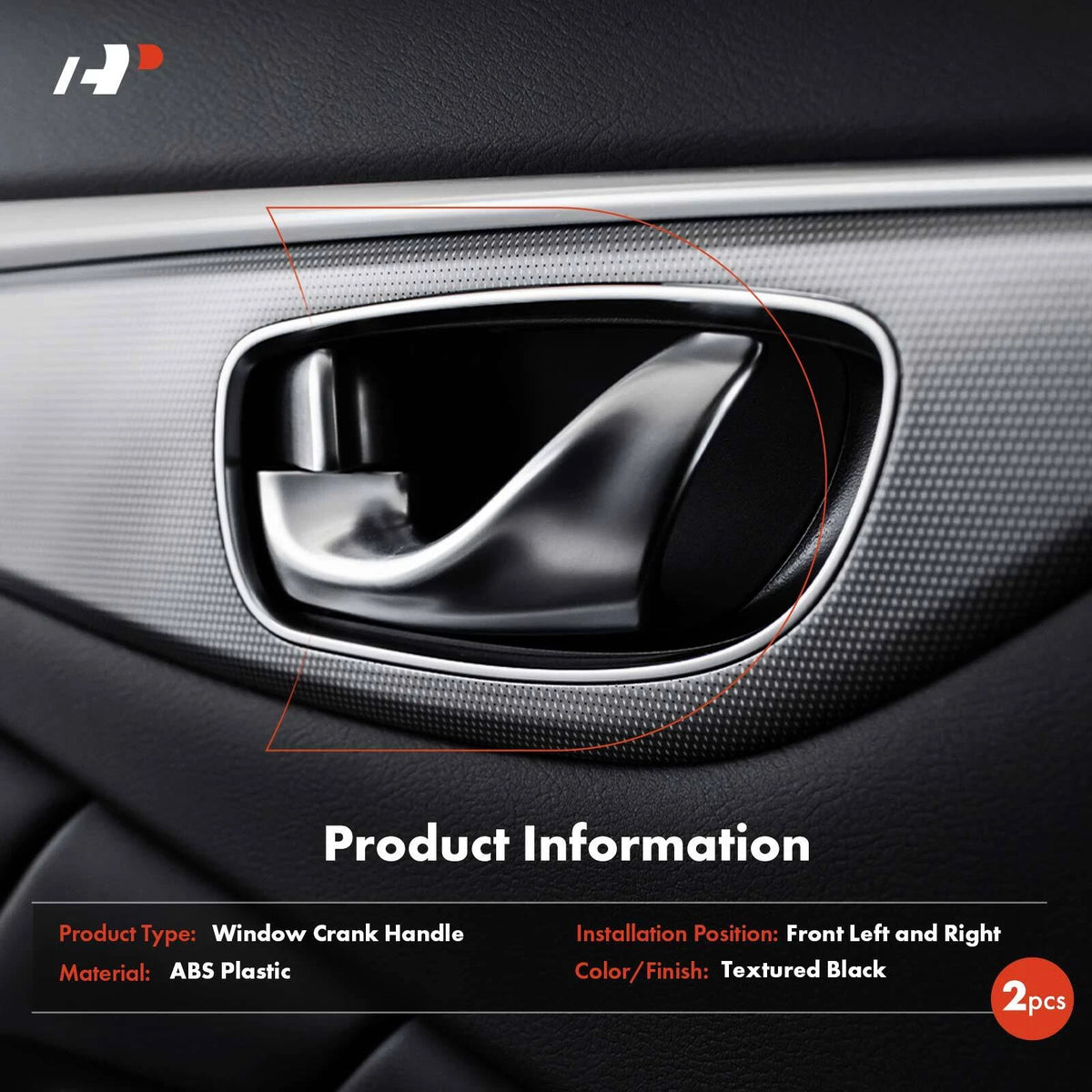 2X Front Texture Window Crank Handle for Ford F-150 F-250 (2015–2023) 97664, FL3Z1523342AA