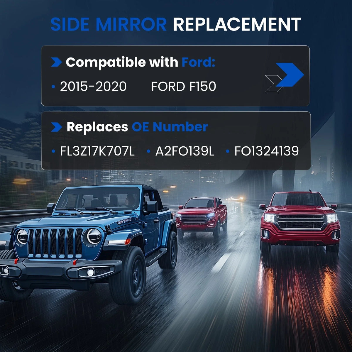 Heated Side Mirror Glass Right for Ford F-150 (2015–2020)
