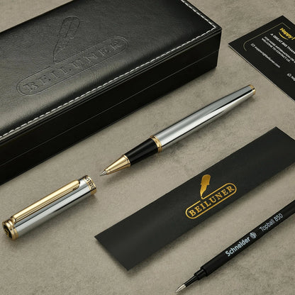 Luxury Rollerball Pen for Universal Use (Pack of 1) - Silver Chrome & Gold