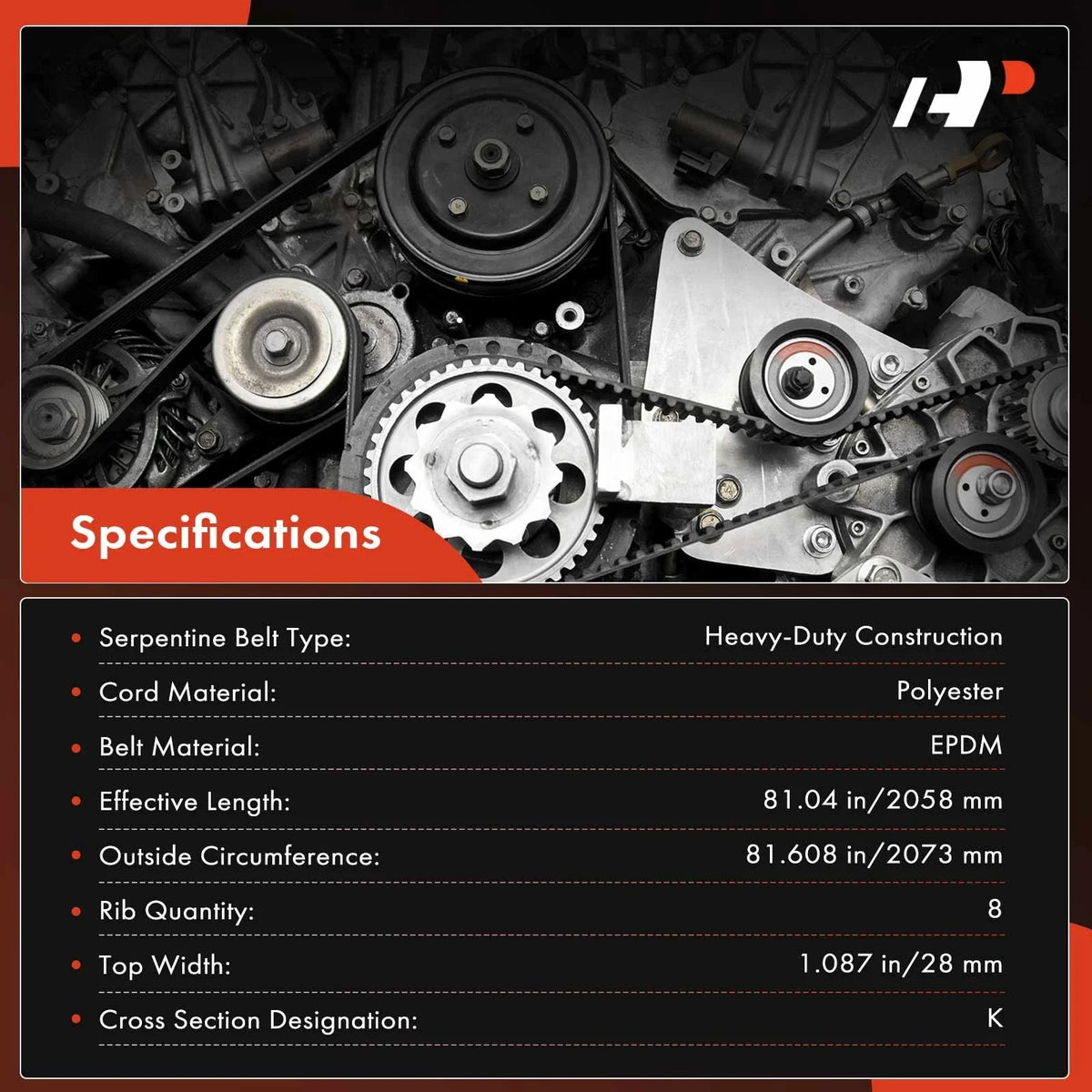 Serpentine Belt for Dodge Ram 2500, Chevrolet GMC C6500