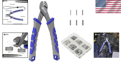 6.5in Crimping Tool Set with 300 Sleeves & Lanyard for Fishing Adventures